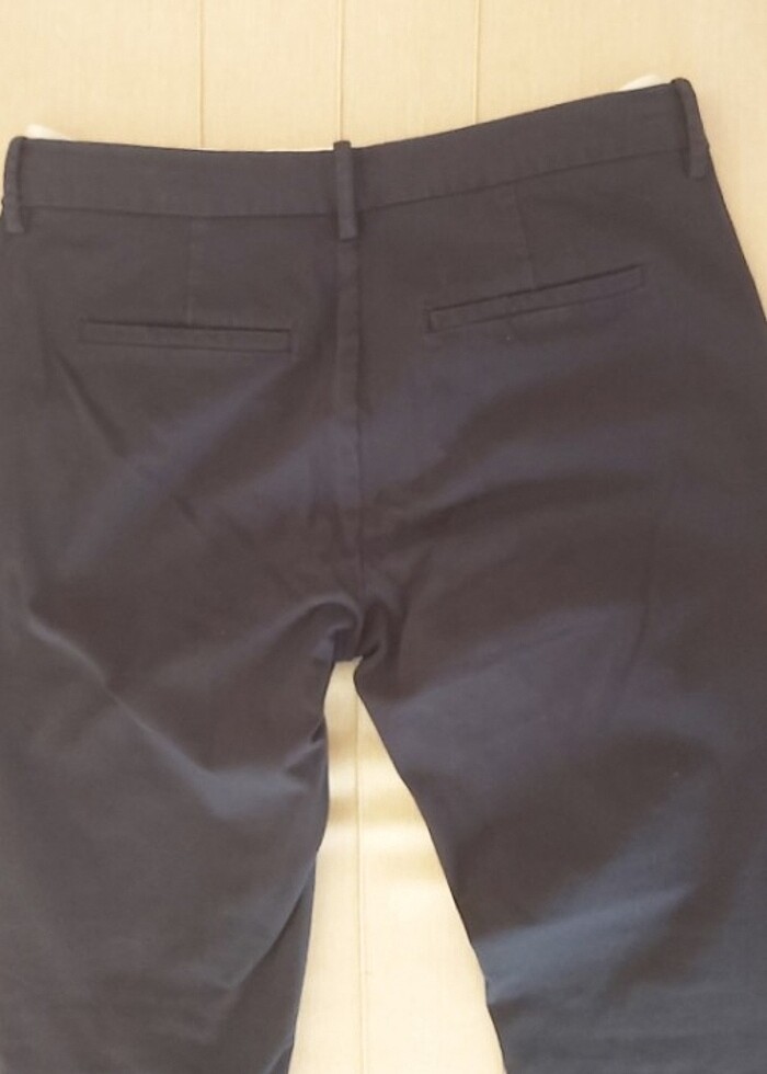 Keten kumaş karışımı klasik lacivert cigarette pantolon - Görsel 5