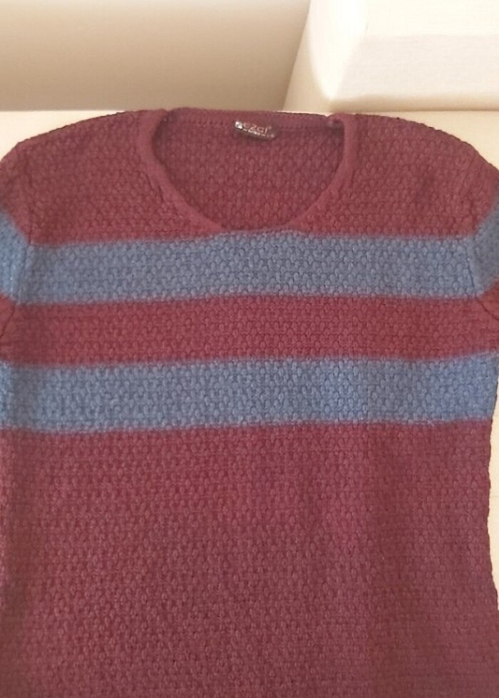 Bordo lacivert triko kazak L /XL En 47cm boy 63cmdir - Görsel 2