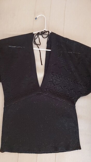 Simli yarasa kol detaylı triko bluz - Görsel 3