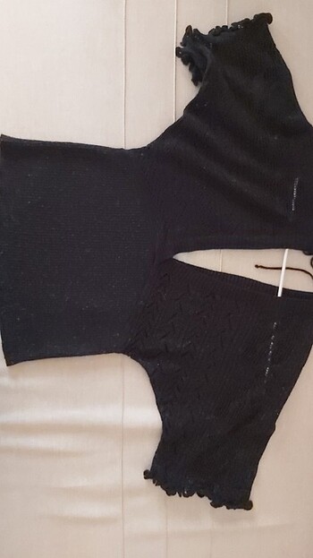 Simli yarasa kol detaylı triko bluz - Görsel 4