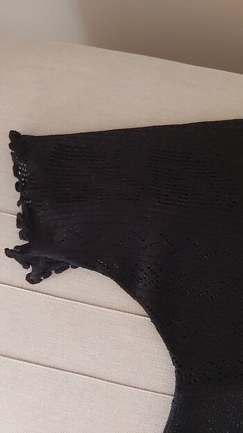 Simli yarasa kol detaylı triko bluz - Görsel 7