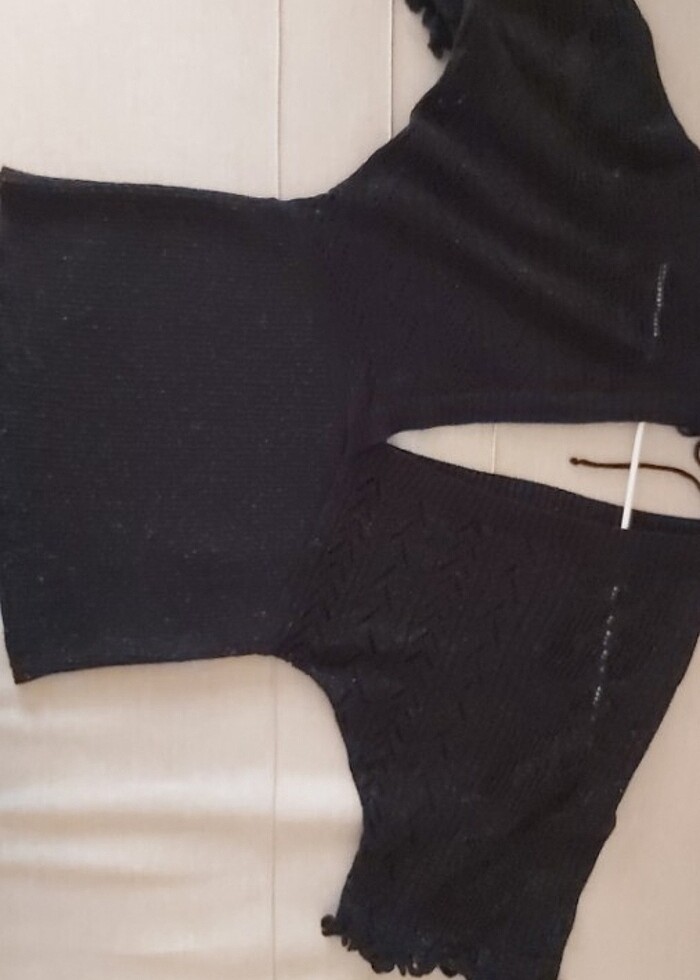 Simli yarasa kol detaylı triko bluz - Görsel 4