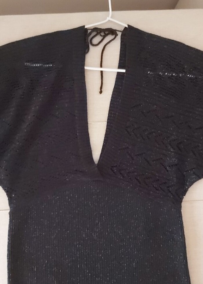 Simli yarasa kol detaylı triko bluz - Görsel 5