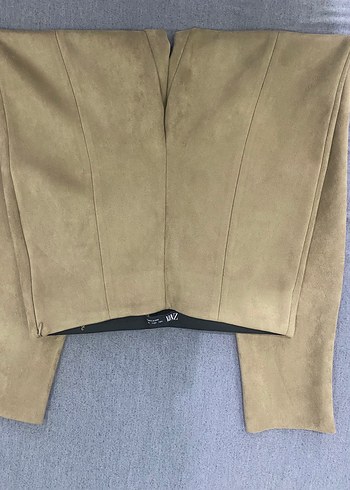 Bej Süet Kadın Kumaş Pantolon - Görsel 4