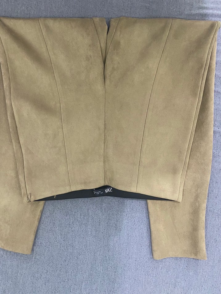 Bej Süet Kadın Kumaş Pantolon - Görsel 4