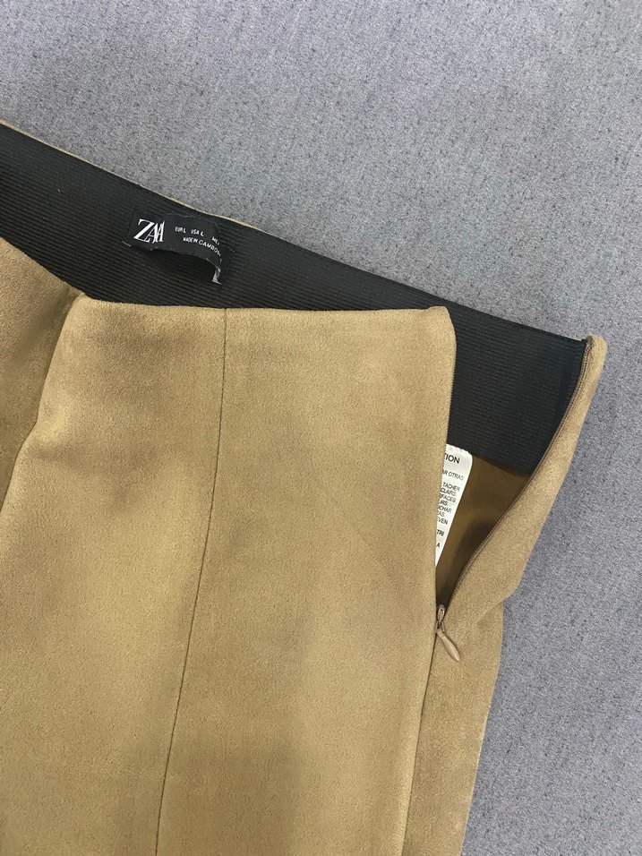 Bej Süet Kadın Kumaş Pantolon - Görsel 3