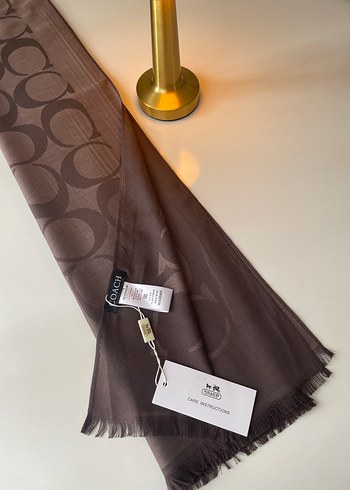 Coach Kahverengi Yün İpek Şal - Görsel 2