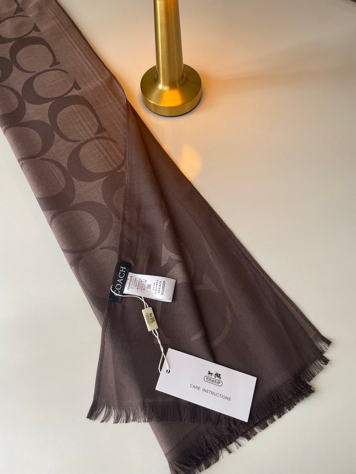 Coach Kahverengi Yün İpek Şal - Görsel 2