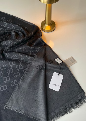 Gucci Füme Yün İpek Pamuk Şal - Görsel 2
