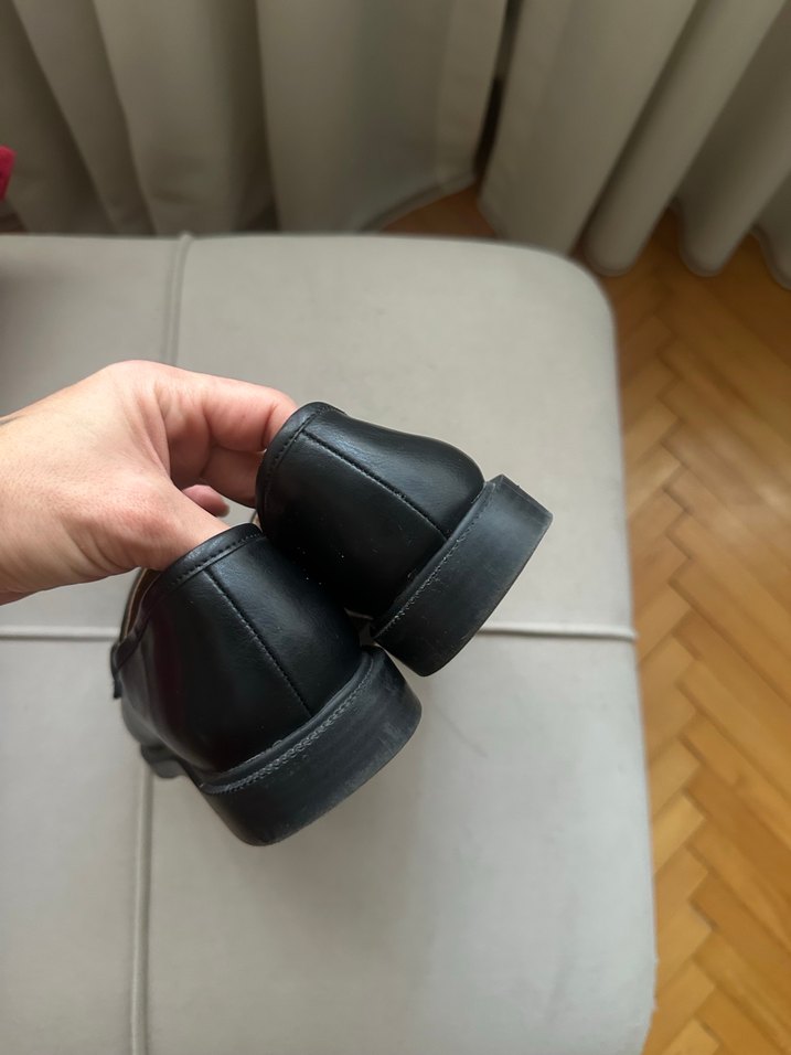Siyah Deri Tokalı Kadın Loafer - Görsel 4