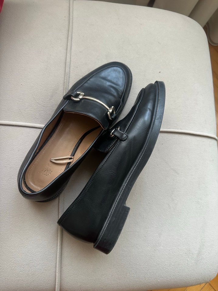 Siyah Deri Tokalı Kadın Loafer - Görsel 5