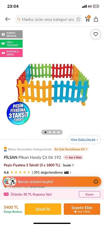 Beden çeşitli Renk Pilsan handy 8?li çit
