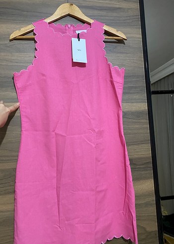 Etiketli vintage keten elbise