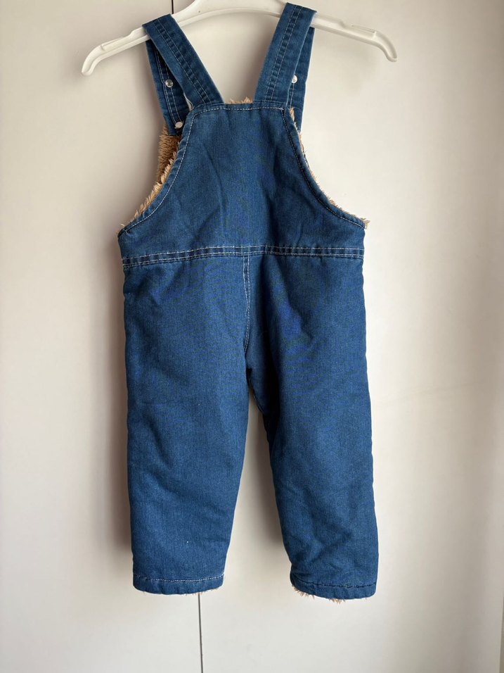 Erkek Çocuk Mavi Denim Salopet Ayıcık Detaylı - Görsel 2