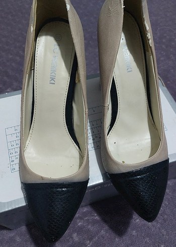 Bej Siyah Yılan Desenli Stiletto Topuklu - Görsel 2