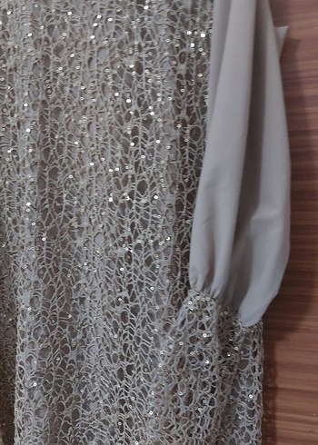 Bej gold Dantel Uzun Kollu Bohem Kadın Abiye bir keregiyildi - Görsel 3