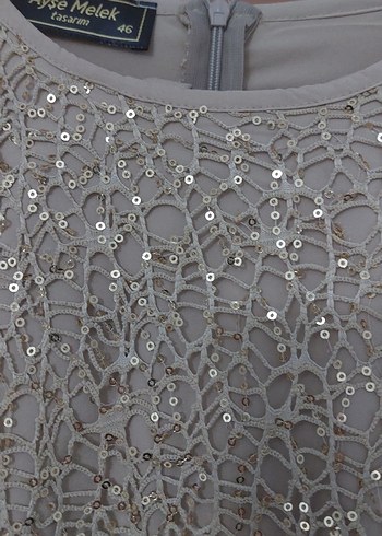 Bej gold Dantel Uzun Kollu Bohem Kadın Abiye bir keregiyildi - Görsel 5