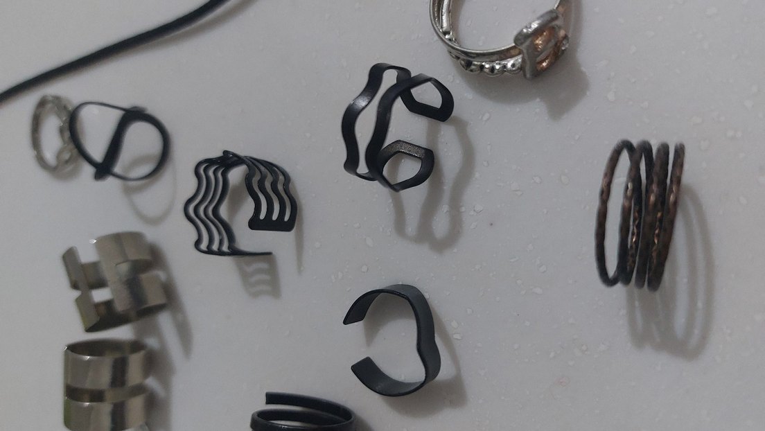 Siyah Grunge Punk metal Kadın Yüzükleri - Görsel 3