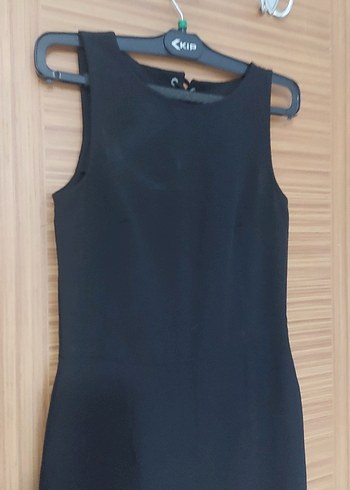 Siyah Kadın Midi Tulum, Kolsuz, Notch Yaka - Görsel 3