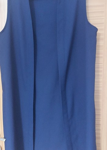 Uzun Lacivert Kadın Yelek - Görsel 2