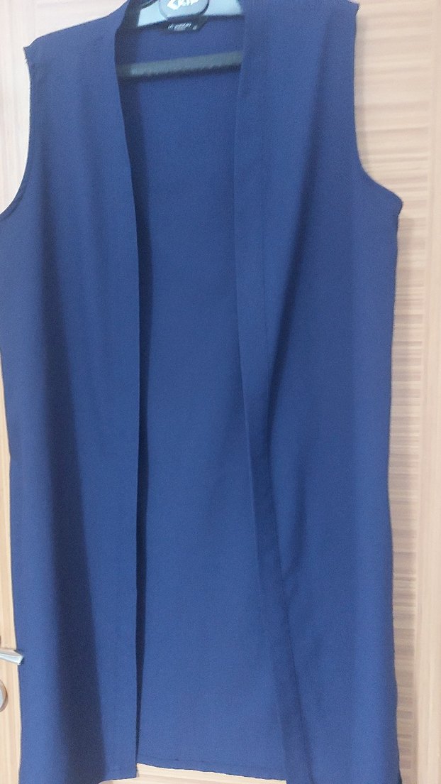 Uzun Lacivert Kadın Yelek - Görsel 2