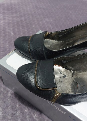 Siyah Deri Tokalı Yüksek Topuklu Stiletto - Görsel 3