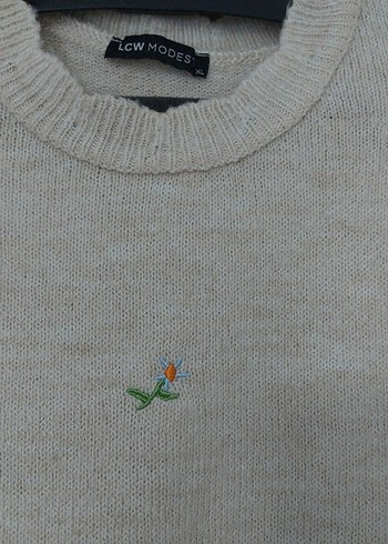 çiçekli kremKadın Triko Süveter xl - Görsel 4