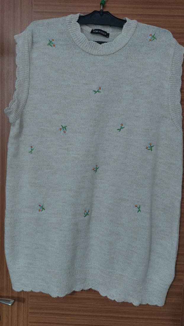 çiçekli kremKadın Triko Süveter xl - Görsel 2