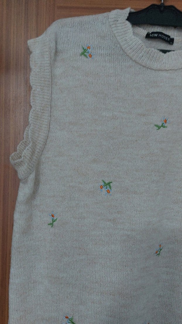 çiçekli kremKadın Triko Süveter xl - Görsel 3