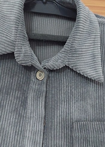 Gri Kadife Düğmeli fitilli Kaban 36 beden - Görsel 5