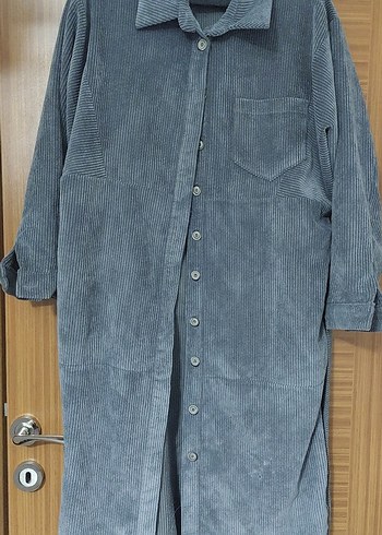 Gri Kadife Düğmeli fitilli Kaban 36 beden - Görsel 2