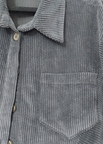 Gri Kadife Düğmeli fitilli Kaban 36 beden - Görsel 4