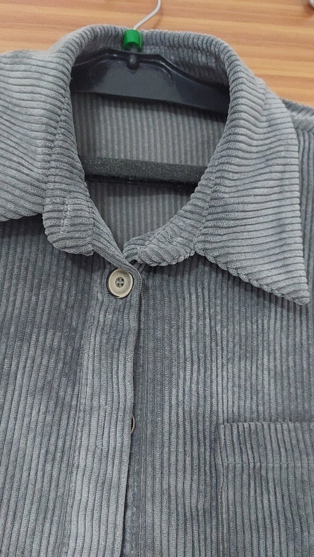 Gri Kadife Düğmeli fitilli Kaban 36 beden - Görsel 5