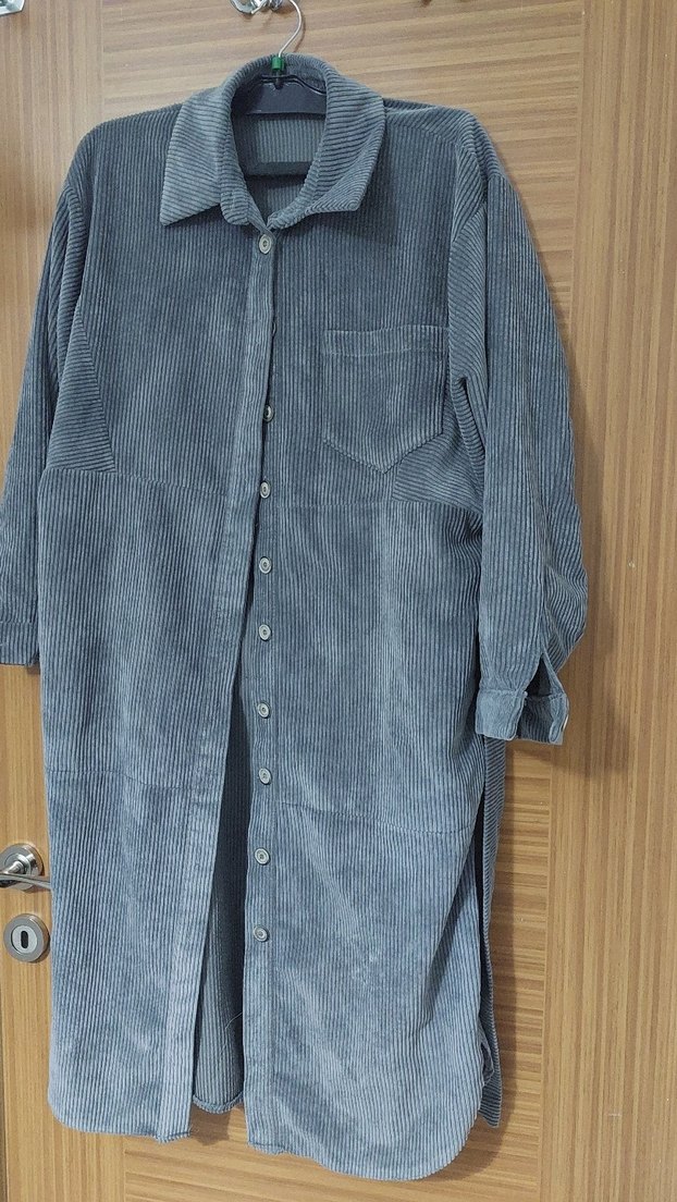 Gri Kadife Düğmeli fitilli Kaban 36 beden - Görsel 3