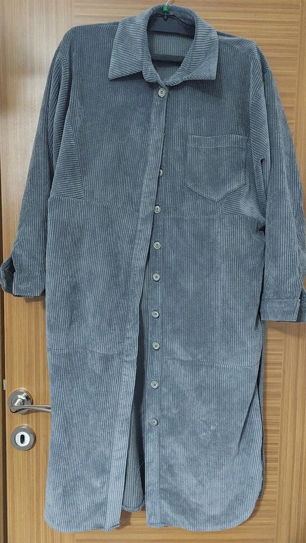 Gri Kadife Düğmeli fitilli Kaban 36 beden - Görsel 2