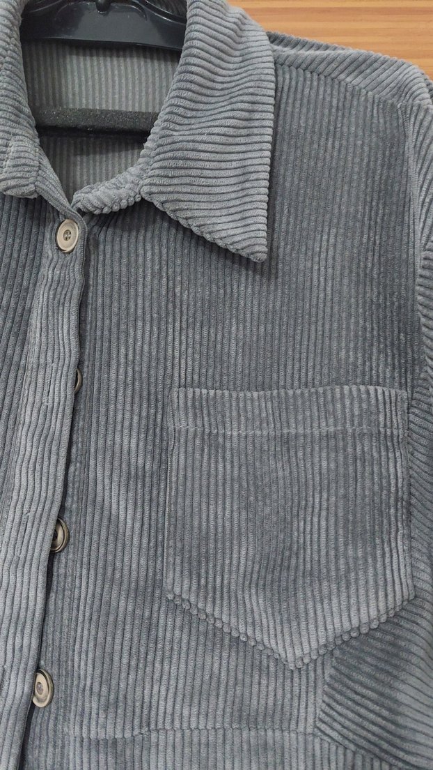 Gri Kadife Düğmeli fitilli Kaban 36 beden - Görsel 4