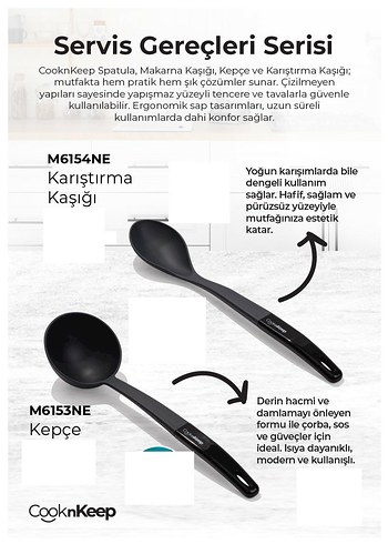 Beden CooknKeep Siyah Mutfak Gereçleri Seti