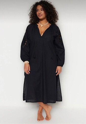 Kimono kaftan keten karışımlı dokuma