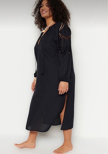 Trendyol & Milla Kimono kaftan keten karışımlı dokuma