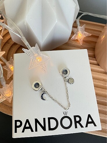 Beden mavi Renk Pandora Güneş ve Ay Güvenlik Zinciri