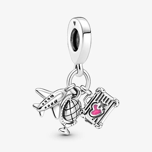 Pandora Uçak, Dünya Küresi ve Bavul Sallantılı Charm