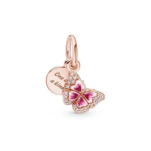 Pandora Pembe Kelebek Çift Sallantılı Charm