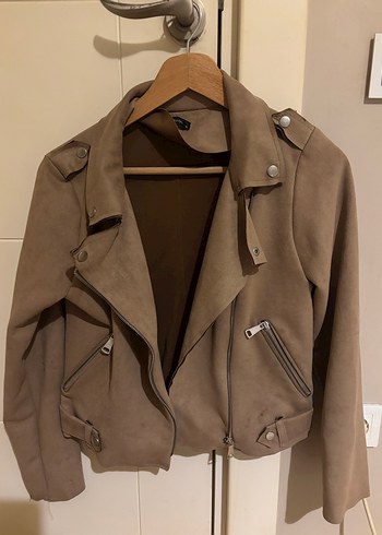 Bej Süet Kadın Deri Ceket - Görsel 2