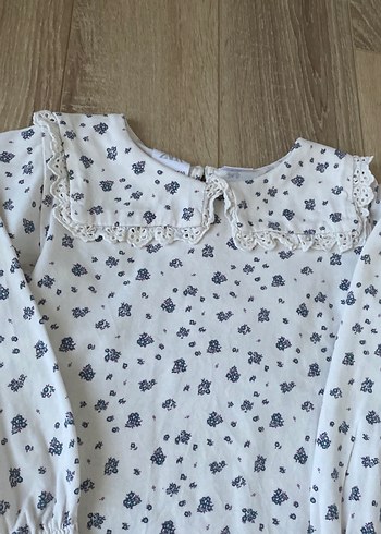 Kız Çocuk Beyaz Pamuklu Uzun Kollu Bluz - Görsel 2