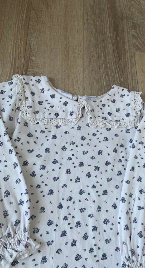 Kız Çocuk Beyaz Pamuklu Uzun Kollu Bluz - Görsel 2