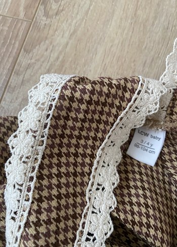 Kız Çocuk Kahverengi Dantel Detaylı Askılı Elbise - Görsel 3