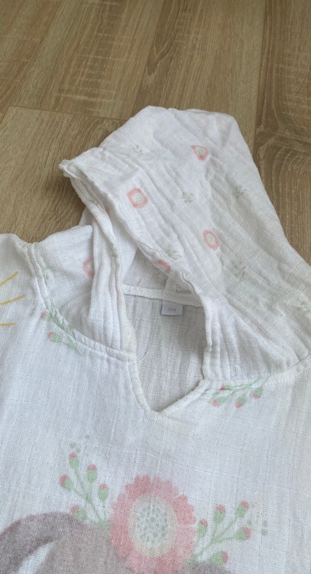 Baskılı Pembe Kız Bikini Takımı- müslin panço - Görsel 5