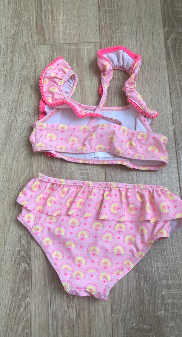 Baskılı Pembe Kız Bikini Takımı- müslin panço - Görsel 3