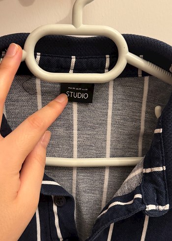 m Beden Erkek Lacivert Çizgili Polo Tişört