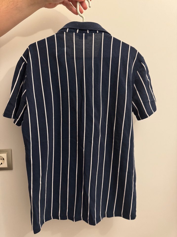 Erkek Lacivert Çizgili Polo Tişört - Görsel 2